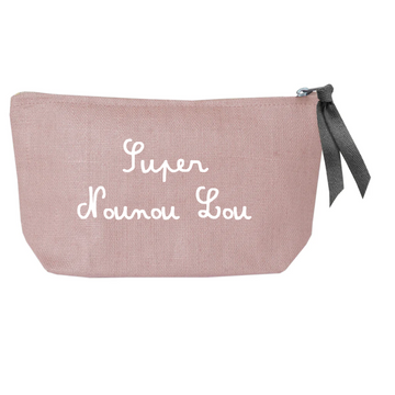 Petite pochette Cadeau Maîtresse personnalisé Rose poudré Lin